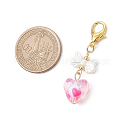 Heart Glass Enamel Pendant Decorations&nbsp;HJEW-JM03654-01