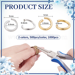 1000Pcs 2 Colors 304 Stainless Steel Jump Rings&nbsp;STAS-PH0007-65A