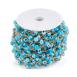 Handmade Evil Eye Lampwork Round Beaded Chains&nbsp;CHC-G009-B-G02