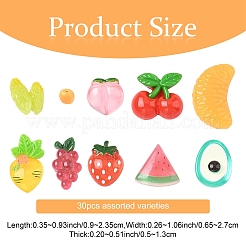 30Pcs 10 Styles Fruit Opaque Resin Decoden Cabochons&nbsp;RESI-YW0002-01
