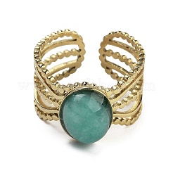 Oval Natural Amazonite Finger Rings&nbsp;RJEW-N046-07G-02