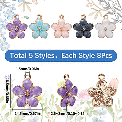 40Pcs 5 Colors Zinc Alloy Enamel Pendants&nbsp;PALLOY-SC0004-37
