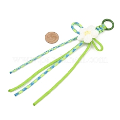 6Pcs Flower Handmade Cotton Knitting & Polyester & Spandex Cord Beaded Pendant Decorations&nbsp;HJEW-JM04417