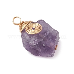 Raw Rough Natural Green Aventurine/Tiger Eye/Rose Quartz/Amethyst/Quartz Crystal Copper Wire Vortex Wrapped Pendants&nbsp;PALLOY-JF03300