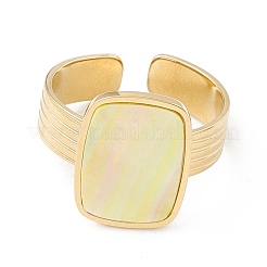 Ion Plating(IP) Natural Shell Rectangle Open Cuff Ring&nbsp;STAS-E125-05G