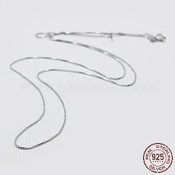 Anti-Tarnish Rhodium Plated 925 Sterling Silver Box Chain Necklaces&nbsp;STER-F039-40cm-13P