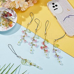 12Pcs Glass & Acrylic & Brass Mobile Straps&nbsp;HJEW-AR00008