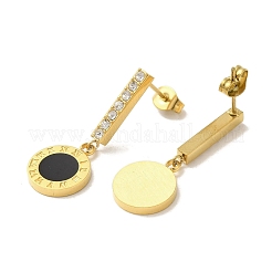 Ion Plating(IP) Stainless Steel Inlay Rhinestone & Enamel Stud Earrings for Women&nbsp;EJEW-M024-04G