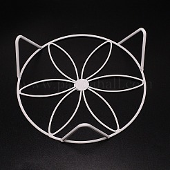 Flat Round with Flower Pattern Iron Display Decorations&nbsp;AJEW-WH0244-09A