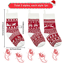 3Pcs 3 Styles Wool Yarn Knitted Hanging Christmas Stockings&nbsp;FEPA-SP0001-04B