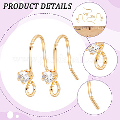 32Pcs Brass Pave Clear Cubic Zirconia Earring Hooks&nbsp;KK-BBC0025-70