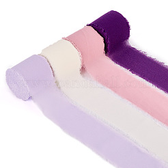 4 Rolls 4 Colors Frayed Polyester Ribbon&nbsp;OCOR-TA0002-87A