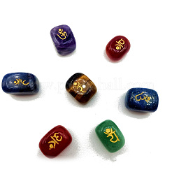 7Pcs Rectangle Natural Gemstone Ohm Stones&nbsp;PW-WG27350-01