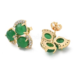Brass Micro Pave Clear Cubic Zirconia Stud Earrings&nbsp;EJEW-G415-02C-G