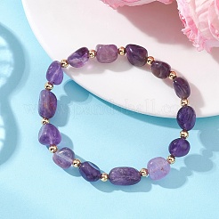 Natural Gemstone & Brass Beads Stretch Bracelets for Women&nbsp;BJEW-JB13414