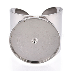 Non-Tarnish 304 Stainless Steel Open Cuff Finger Ring Cabochon Settings&nbsp;STAS-T060-03P
