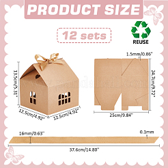 House Shaped Kraft Paper Folding Gift Box with Hollow Window and Ribbon&nbsp;AJEW-WH0166-88A