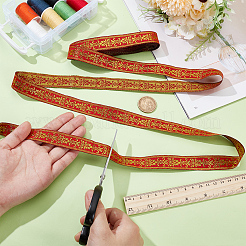 Ethnic Style Polyester Jacquard Flower Ribbon for Garment Accessories&nbsp;OCOR-WH0097-86A