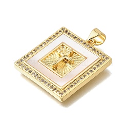 Brass Micro Pave Cubic Zirconia Shell Pendants&nbsp;KK-D328-07G
