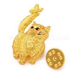 Alloy Jet Rhinestone Cat Brooch&nbsp;JEWB-Q045-02G