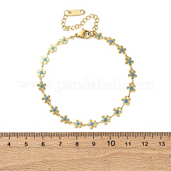 Flower 304 Stainless Steel Enamel Link Bracelets for Women&nbsp;BJEW-M096-01G