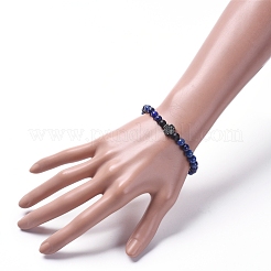 Natural Lapis Lazuli(Dyed) Beaded Stretch Bracelets&nbsp;BJEW-JB05026-02