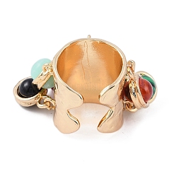 Synthetic Gemstone & Resin & Plastic Imitation Pearl Charms Finger Rings for Women&nbsp;RJEW-Z047-03G-1