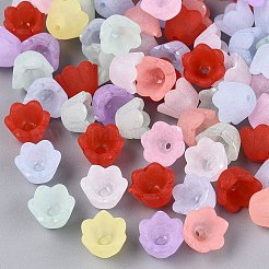 Frosted Transparent Acrylic Flower Bead Caps&nbsp;OACR-Q203-01