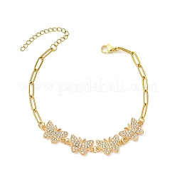 Alloy Full Crystal Rhinestone Butterfly Link Chain Anklets&nbsp;AJEW-AN00813