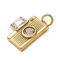 304 Stainless Steel Micro Pave Clear Cubic Zirconia Pendants&nbsp;CU-B001-04G