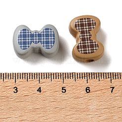Tartan Pattern Printed Opaque Acrylic Beads&nbsp;OACR-P038-06B-M