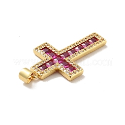 Cross Brass Micro Pave Cubic Zirconia Pendants&nbsp;KK-G419-18G