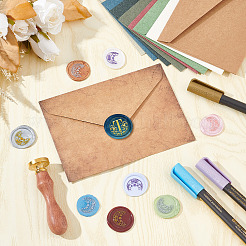 Brass Wax Seal Stamps with Wood Handle&nbsp;AJEW-WH0412-0253