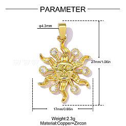 Brass Micro Pave Clear Cubic Zirconia Pendants&nbsp;CU-OY001-71G