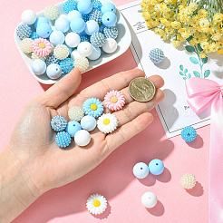 60Pcs 9 Styles Silicone Beads and Acrylic Beas&nbsp;SIL-YW0002-35