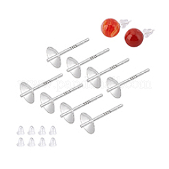 4Pairs 925 Sterling Silver Stud Earring Findings&nbsp;STER-PH0003-93