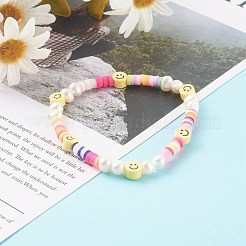 Handmade Polymer Clay Heishi Beaded Stretch Bracelets&nbsp;X-BJEW-JB06143-05