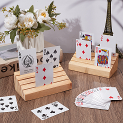 Pine Wooden Slant Back Playing Cards Slotted Holder&nbsp;ODIS-WH0079-071