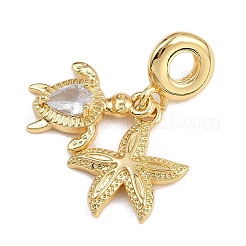 Brass Pave Clear Cubic Zirconia European Dangle Charms&nbsp;X-KK-N271-43G