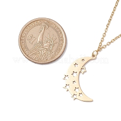Hollow Moon & Star 304 Stainless Steel Pendant Necklaces&nbsp;NJEW-JN04815-01