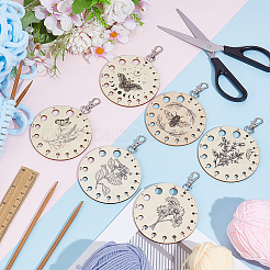 6Pcs Wood Knitting Needle Gauge Guide Pendant Decorations&nbsp;HJEW-BC00112