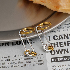 Two Tone 304 Stainless Steel Hoop Dangle Earrings for Women&nbsp;HI0362-1