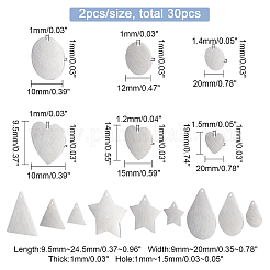30Pcs 15 Style 304 Stainless Steel Pendants&nbsp;STAS-DC0001-07