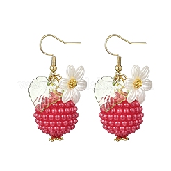 2 Pairs Strawberry ABS Plastic Imitation Pearl Dangle Earrings&nbsp;EJEW-JE06761