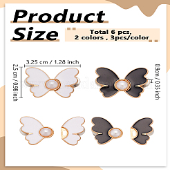 6Pcs 2 Colors Butterfly Alloy Enamel with Plastic Pearl Adjustable Jean Button Pins&nbsp;FIND-LP0008-92