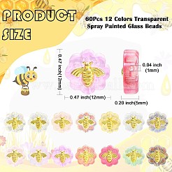 60Pcs 12 Colors Transparent Spray Painted Glass Beads&nbsp;GLAA-CJ0001-85