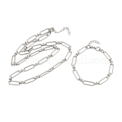 304 Stainless Steel Paperclip Chains Bracelet & Necklace Jewelry Sets&nbsp;SJEW-L199-02P