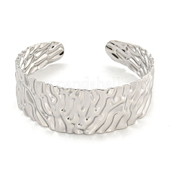Non-Tarnish Textured 304 Stainless Steel Cuff Bangles for Women&nbsp;BJEW-P331-01P