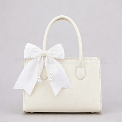 20Pcs Bowknot Plastic Imitation Pearl Beads with Polyester Ribbon Mobile Decoration&nbsp;AJEW-HS00011