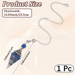 Natural Lapis Lazuli & Resin Hexagonal Pointed Dowsing Pendulums&nbsp;AJEW-CN0008-32B
